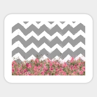 Shabby Chevron Stripes in Gray & White Sticker